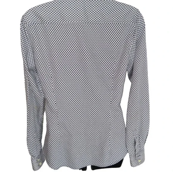 Banana Republic Women's Non Iron Shirt Business Collared Long Sleeve Geomatric 6 - Picture 8 of 9